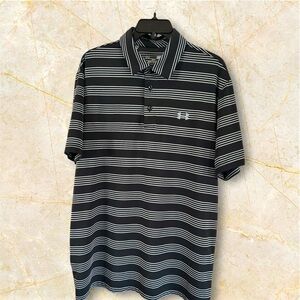 NWOT- Men’s Under Armour HeatGear Loose Black and White Polo Shirt -L